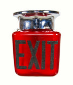 original c. 1930's american art deco double-sided ruby red glass wedge-shaped ceiling mount exit light fixture