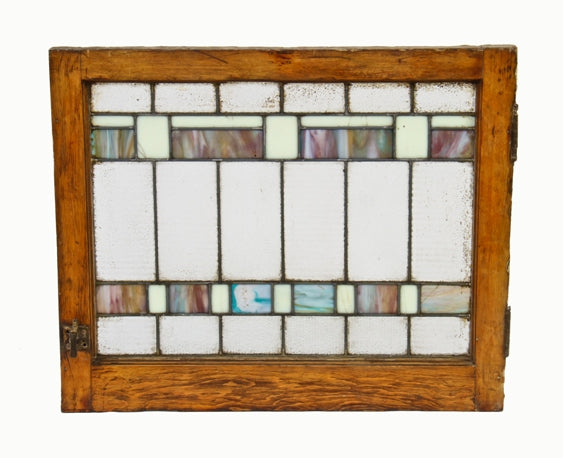 unusual early 20th century strongly geometric american prairie style art glass residential casement window