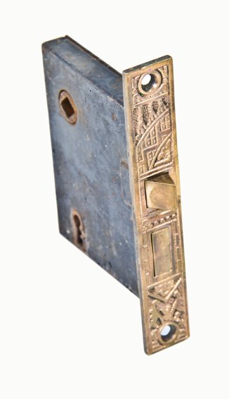 original 19th century antique american eastlake style "ceylon" pattern interior residential passage door mortise lock