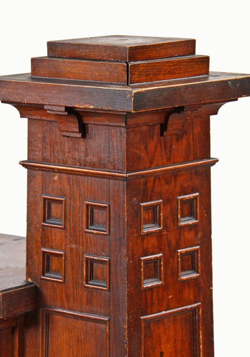 matching set of c. 1915 american arts & crafts style interior residential varnished oak wood bookcase room dividers