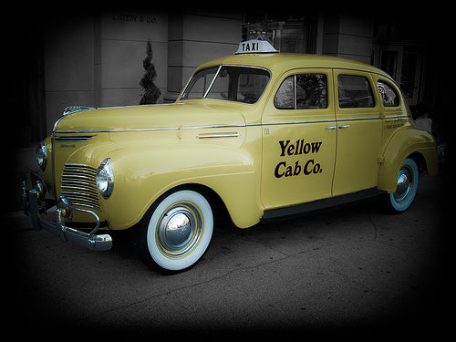 c. 1950's vintage american yellow cab illuminated taxi car molded plastic toplight with original black lettering