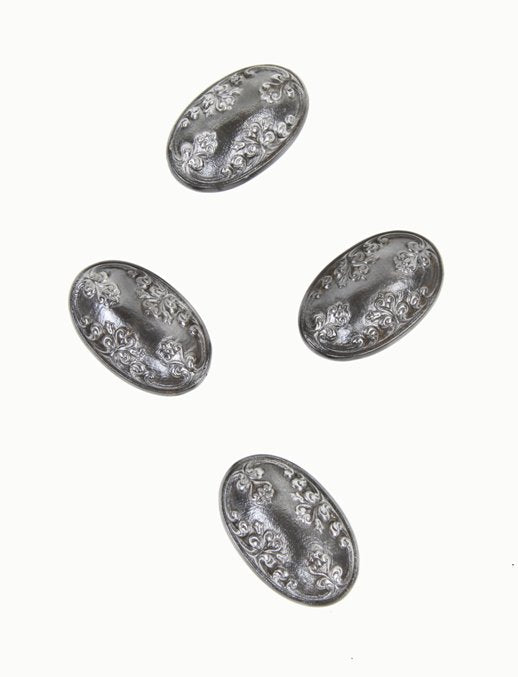 four matching original antique american fanciful cast iron "cambridge" pattern oval-shaped passage size doorknobs