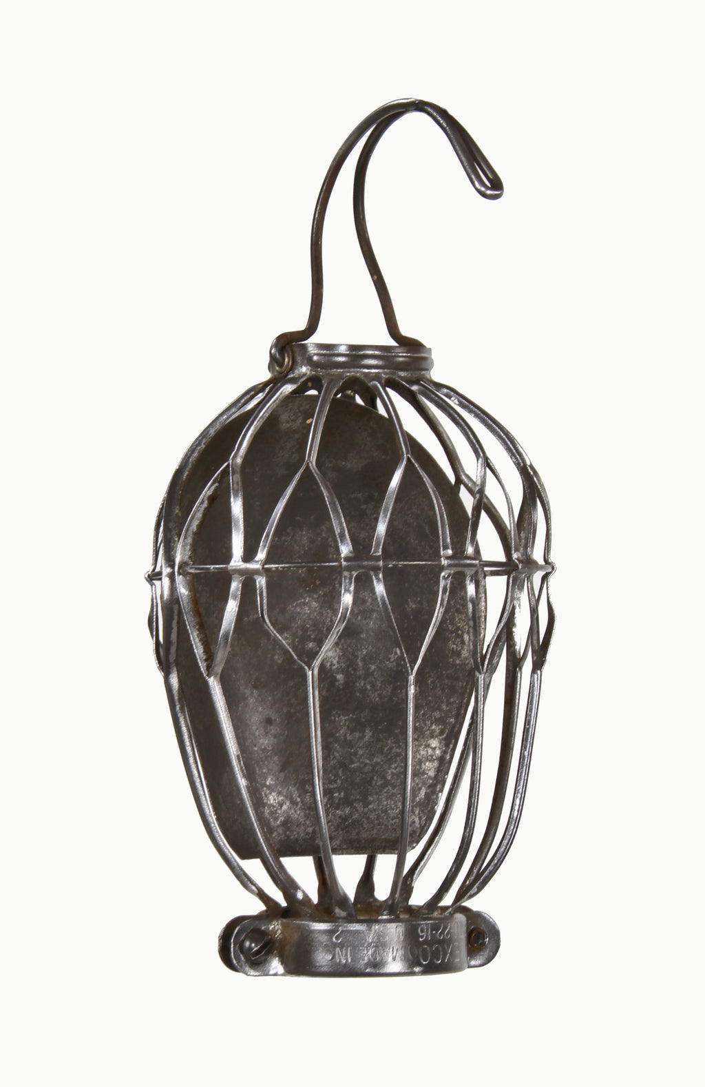 hard to find early 20th century refinished american industrial "flexco-lok" machine shop drop light steel bulb guard