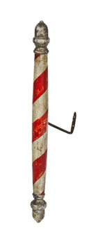 exceptionally rare original c. 19th century american folk art wall mount exterior turned pine wood barber pole trade sign with early polychromatic paint finish