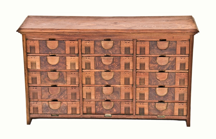 largely intact early 1880's chicago bank building refinished solid walnut wood amberg's letter file multi-drawer antique american cabinet
