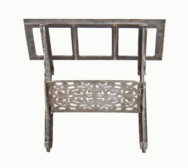 original c. late 19th or early 20th century richly ornate cast iron wall-mount shelf bracket and undershelf for cash register or possibly an adding machine