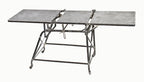 original c. 1920's american vintage medical fully adjustable heavy gauge steel "walter's" examining table with original steel casters