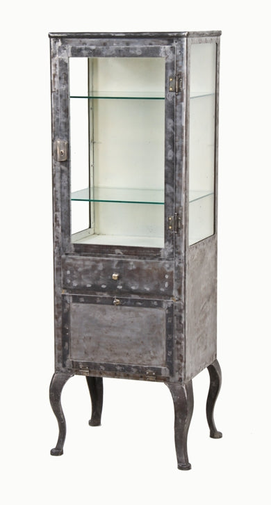 hard to find and highly desirable c. 1910-15 vintage american medical upright hospital operating room supply cabinet with cabriole style legs