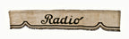 c. 1930's original and intact american art deco interior retail store "radio" ornamental "korrect" advertising drapery or valance