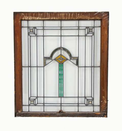 flawless american early 20th century chicago prairie style interior residential leaded art glass window