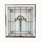 american chicago style strongly geometric leaded art glass interior residential window with original wood sash frame