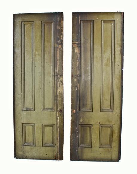 gargantuan pre-chicago fire interior residential painted pine wood sliding parlor or pocket doors with built-up molding
