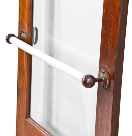 original c 1920's custom-built reid drug pharmacy interior telephone booth varnished walnut door with "milk glass" pull bar
