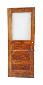 c. 1910 interior chicago two-flat residential varnished oak wood vestibule door with an intact "florentine" pattern glass pane