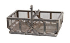 unique original c. 1930's vintage american industrial heavy gauge steel lever-operated "drop bottom" wire mesh factory basket