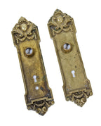 pair of matching original early 20th century cast brass downtown chicago blackstone hotel guestroom doorknob backplates