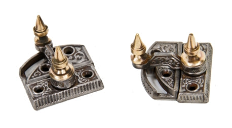 pair of hard to find 19th century antique american victorian era residential double-hung ornamental cast iron sash locks