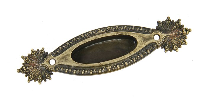 hard to find original early 20th century ornamental cast brass "marquise" pattern residential window sash lock handle pull