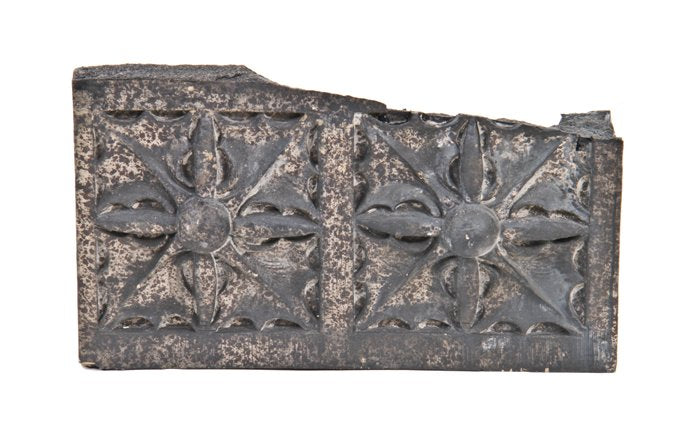 original 20th century american michael reese hospital "main building" exterior speckled stringer course fragment featuring intricately designed floral rosettes