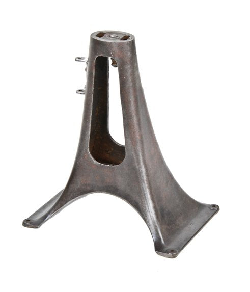 uniquely-shaped early 20th century american industrial refinished cast iron factory lathe or gear cutter machine base with flared feet