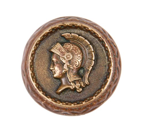 very rare original c. 1870's antique american entry size ornamental cast bronze "medallion" pattern figural doorknob