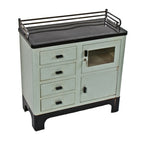 original c. 1930's american art deco multi-drawer enameled heavy gauge art deco style dentist's cabinet with chrome rail gaurds