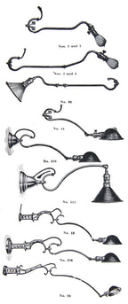 original c. 1895-1900 antique american industrial early electric cast brass swivel bracket wall-mount lamp with curvaceous tubular socket arm