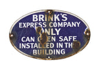 original c. 1930's single-sided american cold-rolled steel cobalt blue porcelain enameled brink's express agency exterior building sign