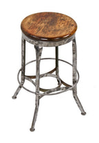 refinished c. 1930's "uhl art steel" factory lunch hall backless toledo stationary stool with intact heel ring