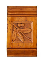 19th century antique american eastlake style interior residential solid cherry wood header block with hand carved berry and leaf