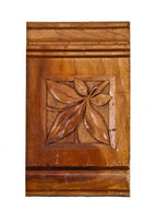c. 1879 american eastlake style interior residential varnished cherry wood hand-carved header block with floral motif in deep relief