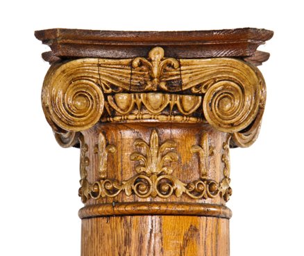 complete set of original late 19th century refinished white oak wood interior residential colonnades with ornamental ionic capitals