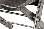 hard to find c. 1920's american industrial heavy gauge folded and pressed brushed steel four-legged portable folding chair