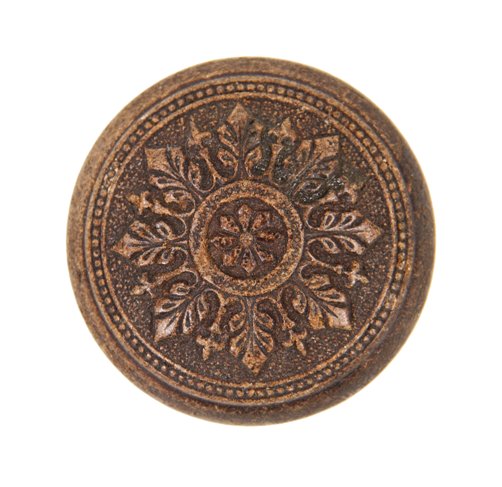 original 19th century antique american ornamented hemacite interior residential passage doorknob with cast iron shank