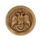 unique c. 1920's ornamental cast bronze emblematic fraternal "scottish" rite interior church building doorknob with naturally aged patina