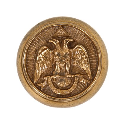 unique c. 1920's ornamental cast bronze emblematic fraternal "scottish" rite interior church building doorknob with naturally aged patina