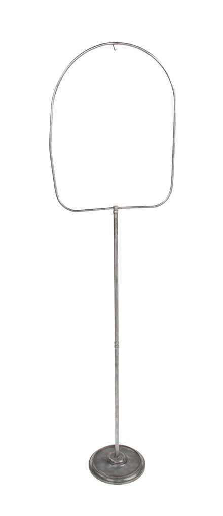 c. 1920's brushed metal stationary tubular metal freestanding birdcage with cast iron tapered and turned pedestal base