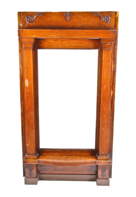 late 19th century american victorian era varnished oak wood interior residential front parlor pier mirror or console