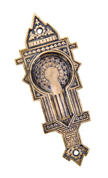 original c. 1880's american eastlake style ornamental cast brass "crisscross" pattern interior residential pocket door plate