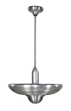 stunning c. 1930's depression era american art deco machine age interior saucer-shaped spun aluminum "alzak" electric pendant light chicago theater ceiling fixture