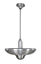 late 1930's american art deco machine age interior "alzak" brushed aluminum pendant light fixture