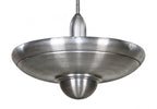 stunning c. 1930's depression era american art deco machine age interior saucer-shaped spun aluminum "alzak" electric pendant light chicago theater ceiling fixture