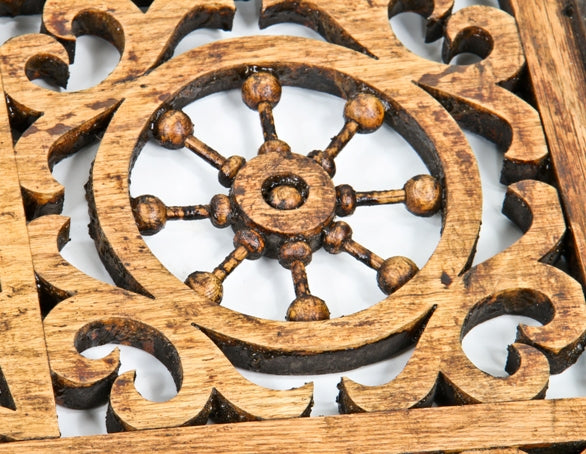 exceptional late 19th century antique american high victorian fret-sawn solid white oak wood interior residential grille