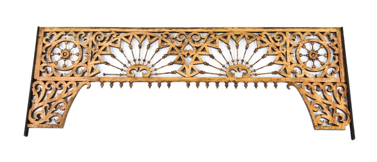 exceptional late 19th century antique american high victorian fret-sawn solid white oak wood interior residential grille
