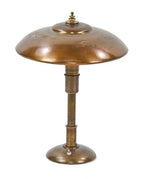 original and nicely age c. 1930's american antique art deco machine age faries "guardsman" cast brass table lamp finial with ball and multiple "speed" rings