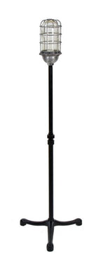 unique c. 1930's vintage american industrial freestanding interior theater stage "ghost light" with black enameled cast iron base