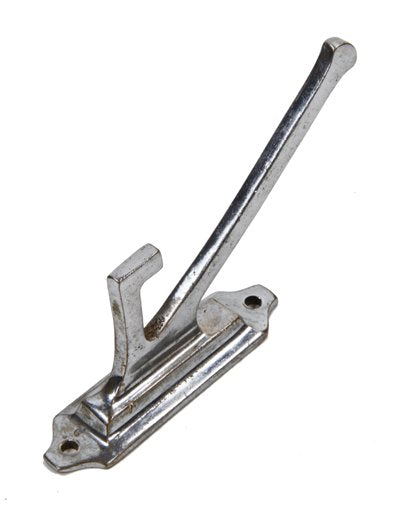 sleek and simple c. 1930's american art deco machine age polished chrome plated double coat hook