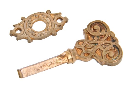 original c. 1870's antique american ornamental cast bronze mortise lock privacy latch handle with matching backplate