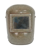 worn and weathered reinforced american industrial factory machine shop welder mask with oversized eye shield