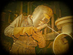 worn and weathered reinforced american industrial factory machine shop welder mask with oversized eye shield